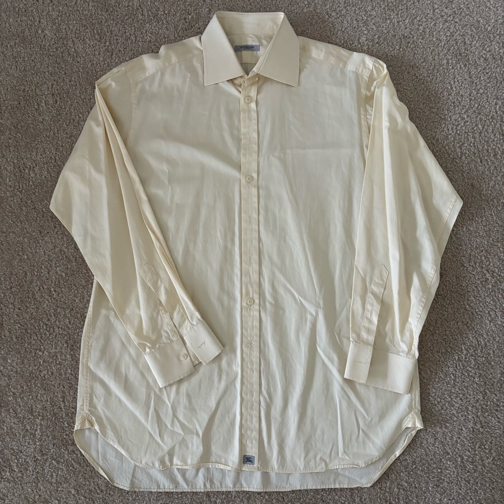 Burberry Men Light Yellow Dress Shirt Size 14.5 42 Authentic